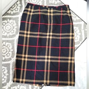 REQUIREMENTS Vintage Black, red and Tan Plaid Midi Skirt Size 16